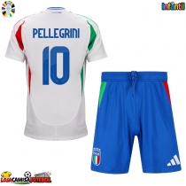 Camisa de Futebol Itália Lorenzo Pellegrini #10 Equipamento Secundário Infantil Europeu 2024 Manga Curta (+ Calças curtas)